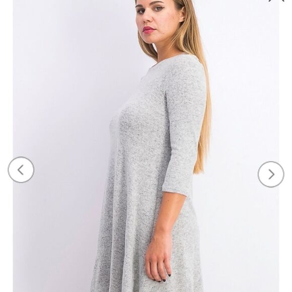 FORTUNE + IVY, Women’s Regina Hacci Knit Dress Sz‎ L, Heather Gray, Long Sleeves - Picture 5 of 12